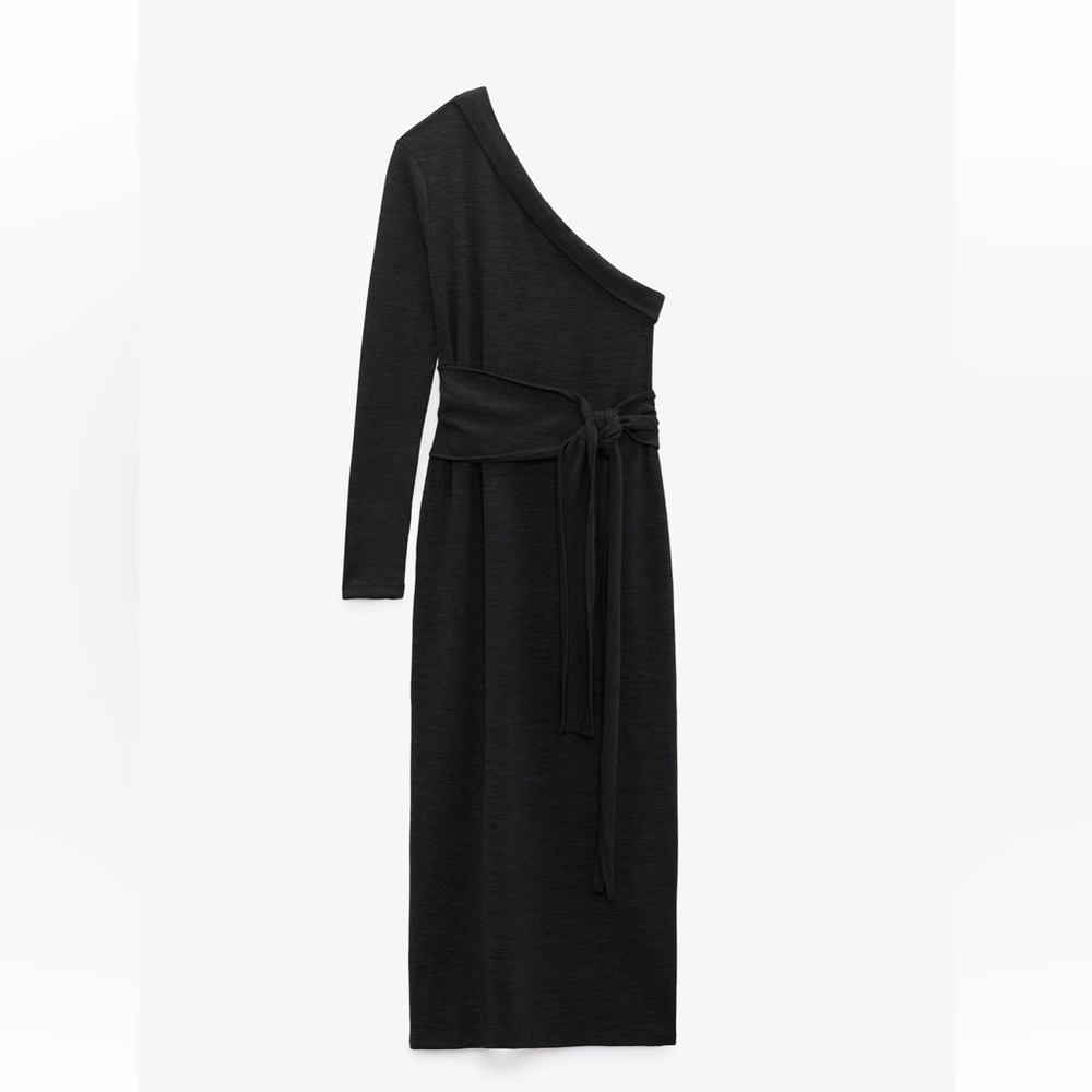 Black Zara one shoulder sweater dress